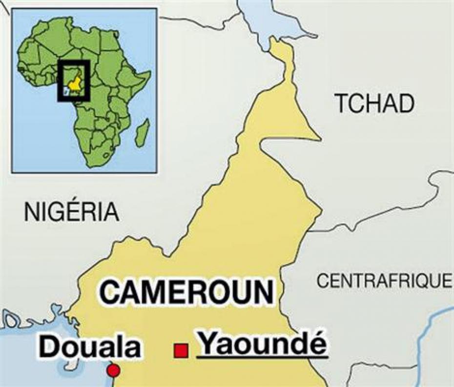 Carte d'Afrique - Localisation de Yaoundé au Cameroun